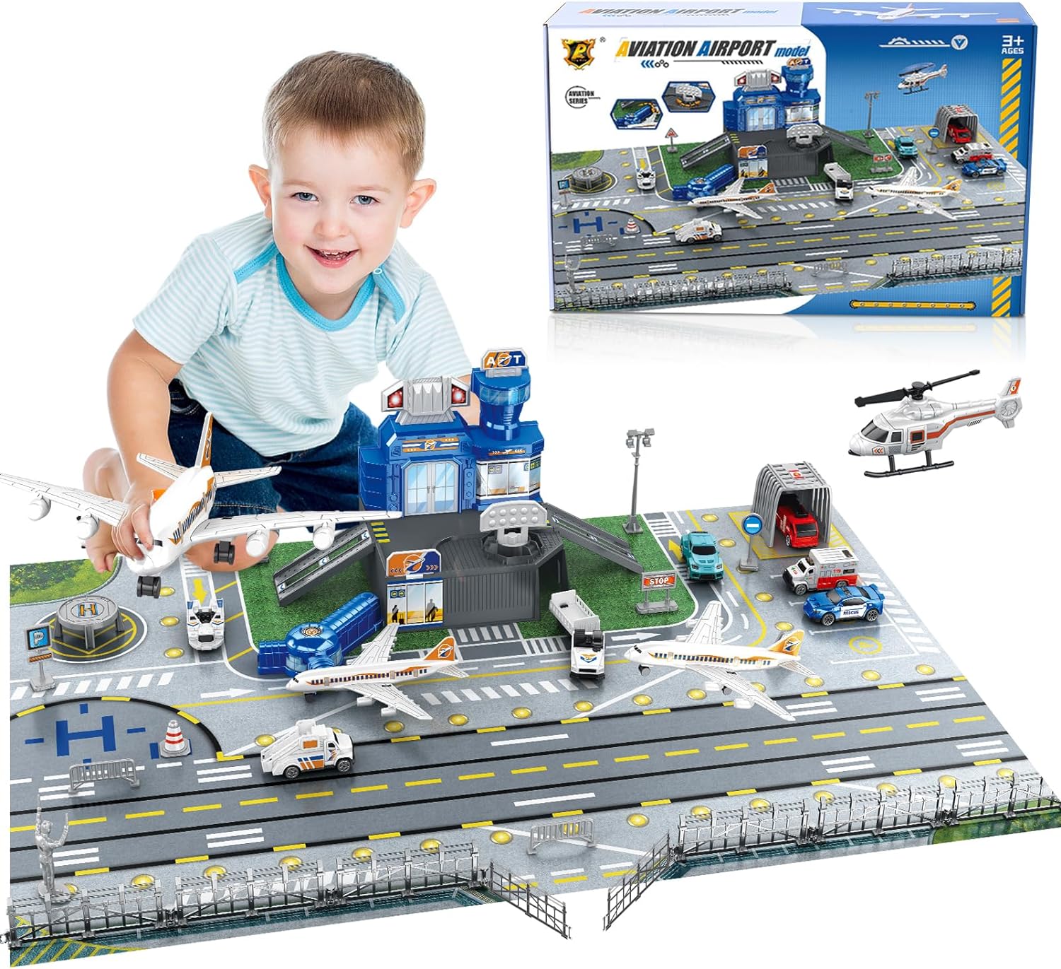 Model Kit Planes - Set Mainan Pemandangan Bandara Anak-anak dengan