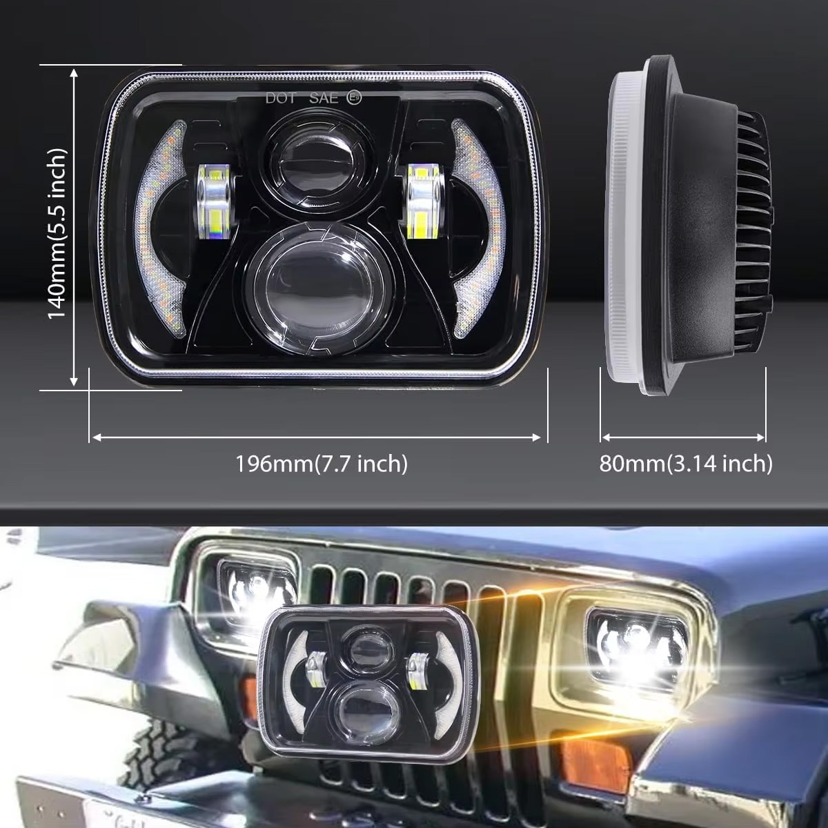 Lampu Proyektor LED Persegi 5x - Model Kit Jeep ulasan dan harga
